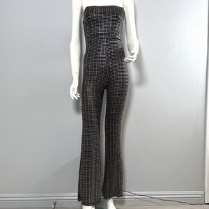 Style Rack Strapless Bodycon Jumpsuit. Black, Silver and Gold. Small.